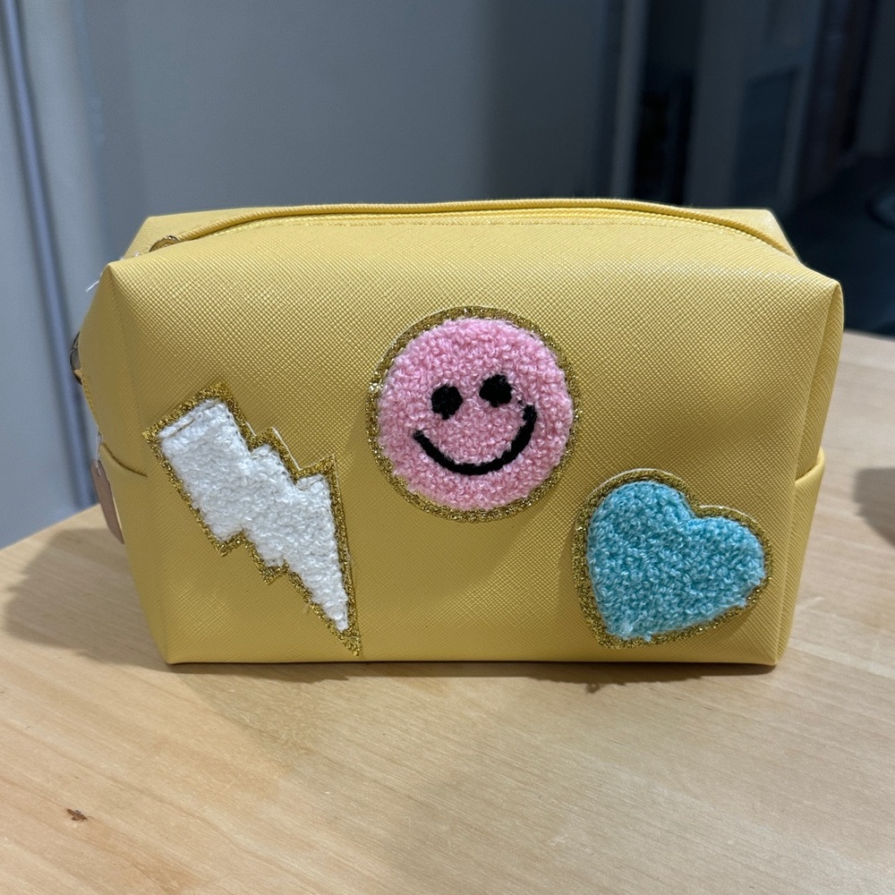 Yellow Cosmetic Bag with Patches